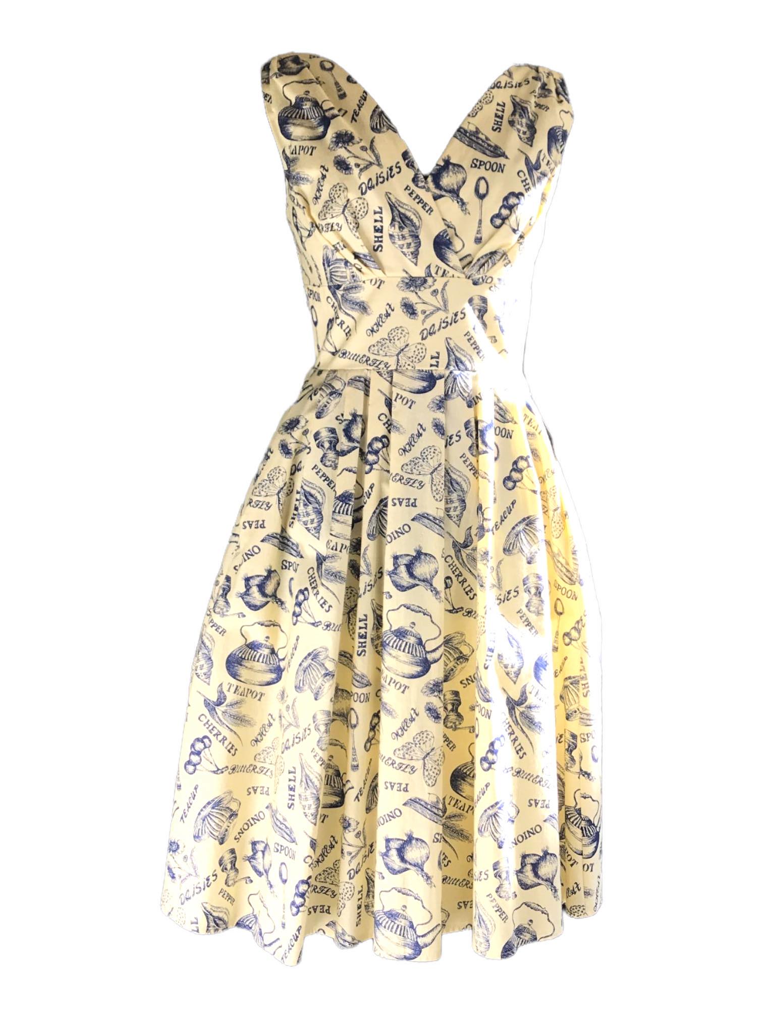 1950's Time for Tea Lemon Vintage Dress by The House of Foxy - At The  Boutique Cirencester