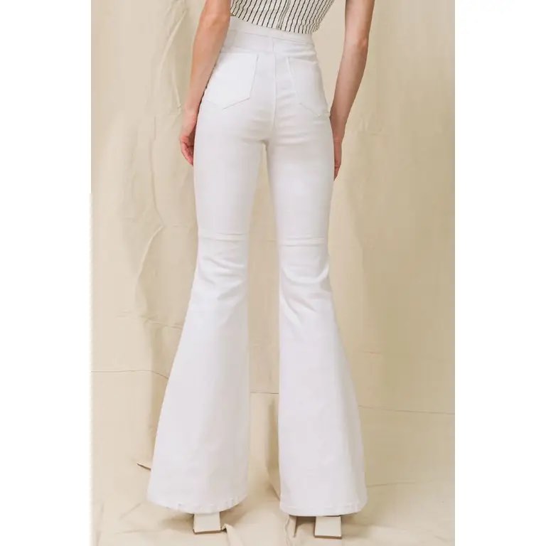 White Denim Flared Jeans - At The Boutique Cirencester