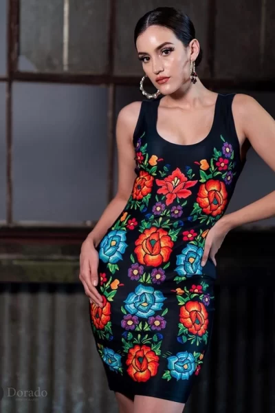 floral embroidered body con