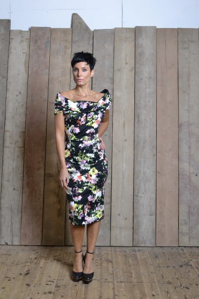 Black Floral Off The Shoulder Wiggle Dress – Lisa Jayne Dann