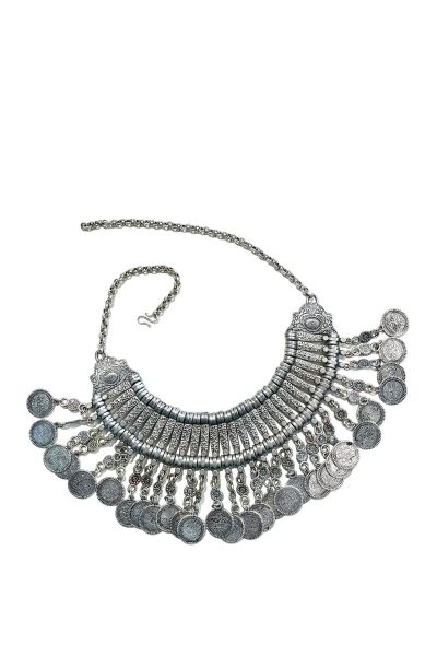 silver coin necklace at the boutique