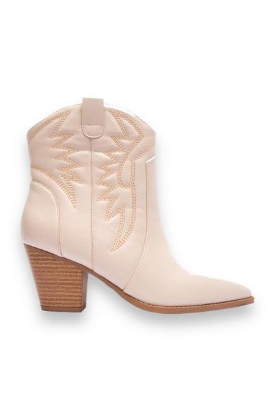 off white embroidered western ankle boots