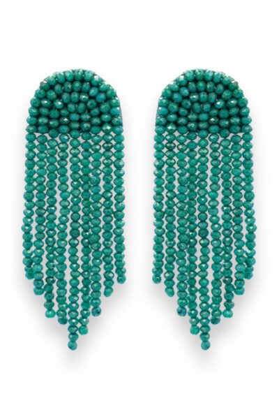 jade green crystal waterfall earrings
